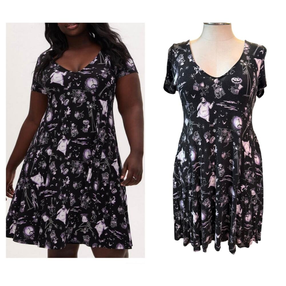 Torrid 00 (size 10) Disney Nightmare Before Christmas Jack Super Soft Dress Goth